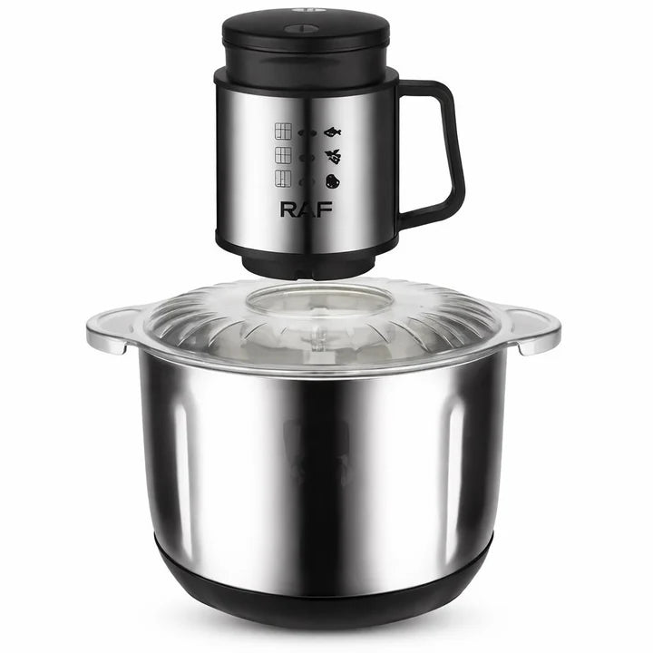 Tocator Electric RAF R.7025, 1000W, Bol Inox 5L, 2 Viteze, Lame Duble Otel Inoxidabil