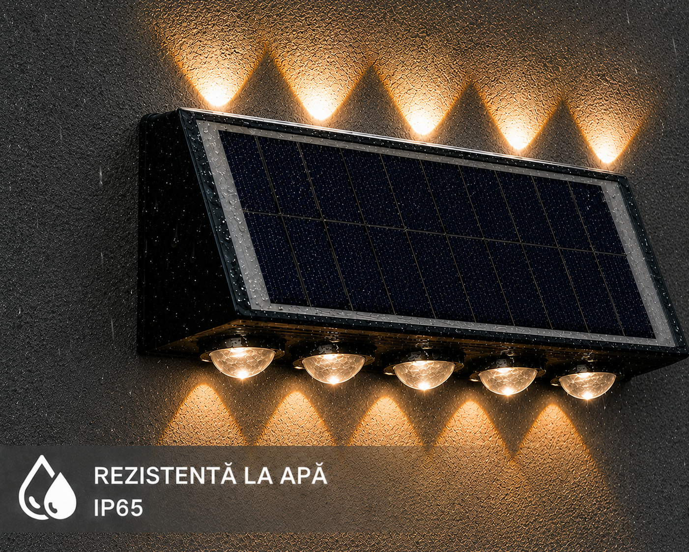 Set 4x Lampă Solară Bidirectionala pentru Exterior – Iluminare Decorativă Sus & Jos | 10 LED-uri | IP65 | Încărcare Solară Automată