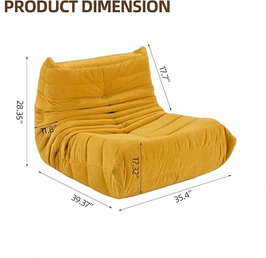 Fotoliu Lounge Modern din Catifea, Confortabil, Culoare Galben Muștar, pentru Relaxare