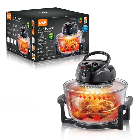 Air Fryer RAF 12L 3500W – cuptor multifuncțional 3-în-1, aer cald + aburi + halogen, gătire fără ulei