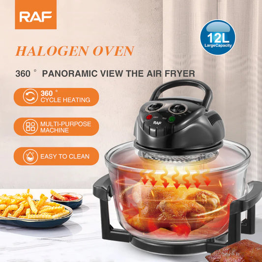 Air Fryer RAF 12L 3500W – cuptor multifuncțional 3-în-1, aer cald + aburi + halogen, gătire fără ulei