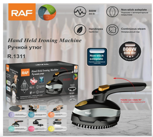 Aparat de calcat cu abur portabil RAF, 800W, maner rotativ 90°