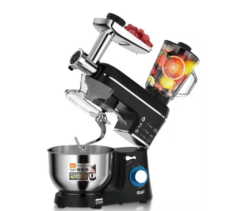 Mixer Planetar Multifuncțional, 5 în 1, 1400W, Bol Inox 10L, Blender și Mașină de Tocat Carne, 6 Viteze