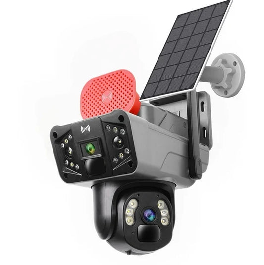 Camera De Supraveghere Dubla, Panou Solar, Conexiune 5G SIM Slot, 8MP FULL HD, 355°, Impermeabil, Alarma, Tracking, Microfon