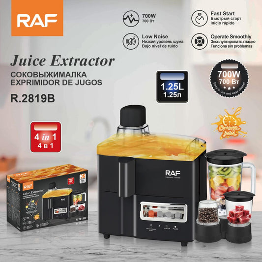 Storcător de Fructe și Legume 4 în 1, 700W, Recipient 1.25L, Blender și Râșniță Incluse
