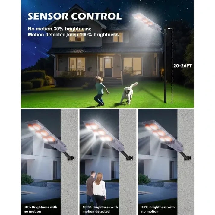 Lampă Stradală Solară LED Durabilă cu braț metalic, 400 W, Control Automat, IP65