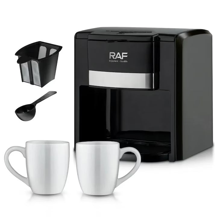 Aparat Electric Dublu de Facut Cafea cu 2 Cesti , Negru-Argintiu