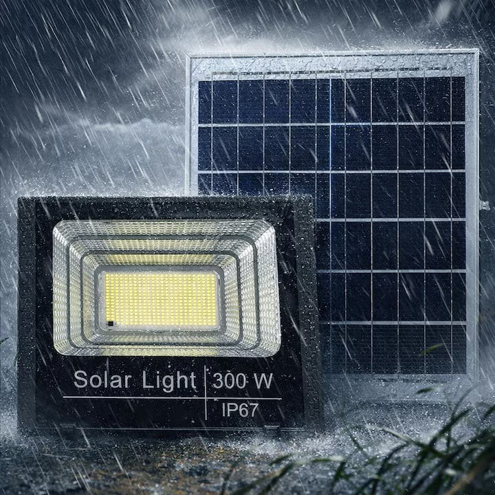 Proiector Solar LED Exterior 300W Profesional Senzor de Miscare si Aprindere Automata Noapte