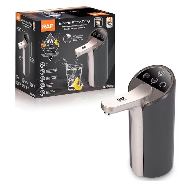 Pompa Electrica Apa Bidon 19L, Dozator Automat USB, 4W, Afisaj Touch cu 3 Trepte 0.3L / 0.5L / 1L, Incarcare USB, Dispenser Apa Portabil, Silentios, Universal, pentru Acasa, Birou, Camping + Instalare Usoara