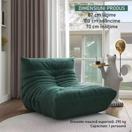 Fotoliu Lounge Modern, Tapițat, Confortabil și Elegant, Ideal pentru Living sau Dormitor VERDE