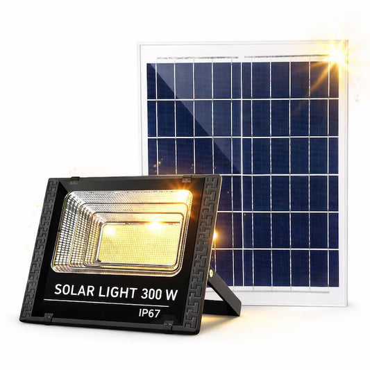 Proiector Solar LED Exterior 300W Profesional Senzor de Miscare si Aprindere Automata Noapte