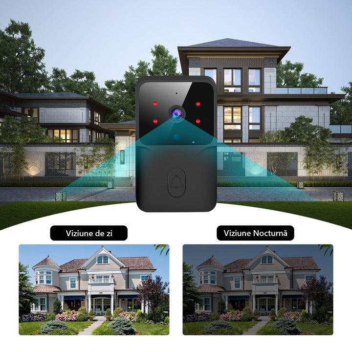 Sonerie wireless cu Camera video wireless WiFi Tuya, rezolutie video HD 720p
