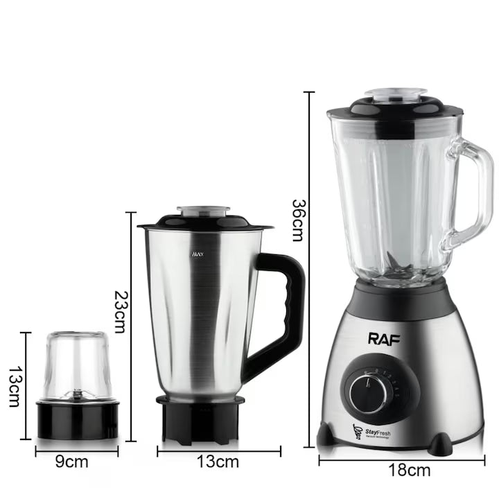 Blender electric 3 în 1, 1000W, vas de sticlă de 1.5L, bol și râșniță din oțel inoxidabil