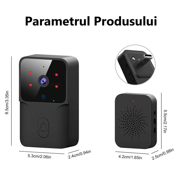 Sonerie wireless cu Camera video wireless WiFi Tuya, rezolutie video HD 720p