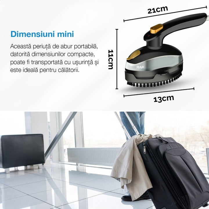 Aparat de calcat cu abur portabil RAF, 800W, maner rotativ 90°