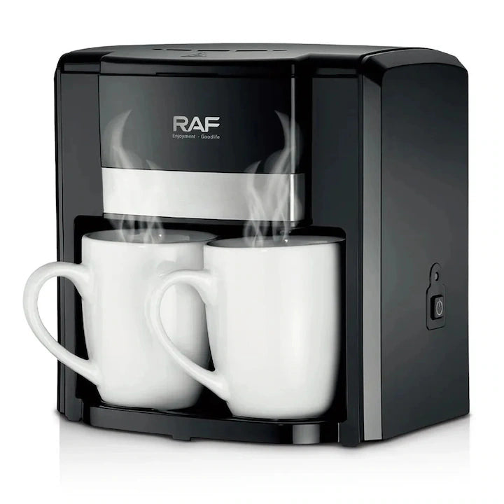 Aparat Electric Dublu de Facut Cafea cu 2 Cesti , Negru-Argintiu