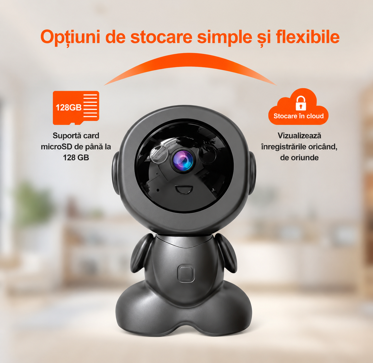Camera de filmat 360° Tip Robot Negru