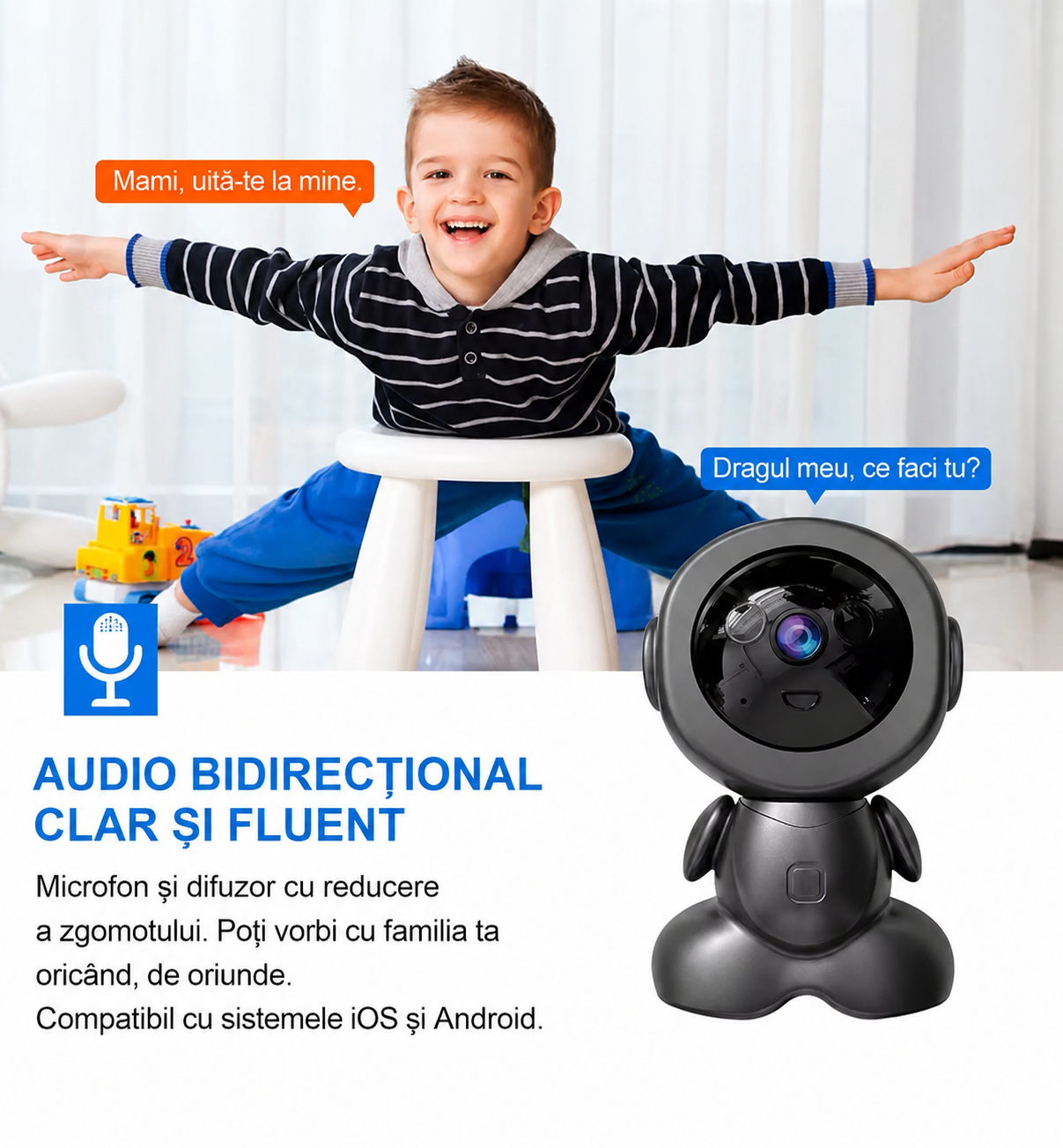 Camera de filmat 360° Tip Robot Negru