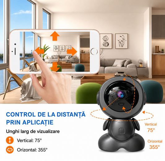 Camera de filmat 360° Tip Robot Negru