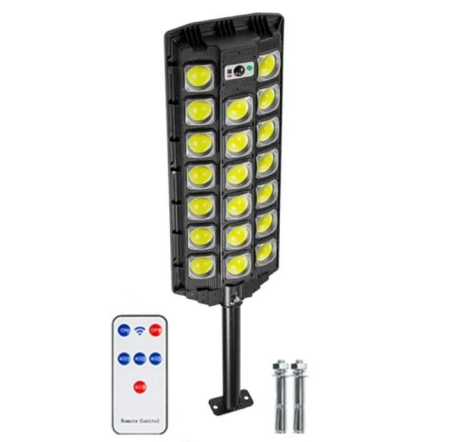 Lampă stradală solară LED de exterior cu senzor de mișcare, 3 moduri de iluminare, IP65, telecomandă